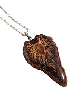 OOAK! Pine Cone Cross Section in Resin Pendant Silver Tone Chain Handmade 1.5"